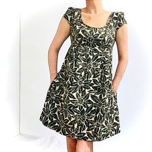 Michael Kors Cap Sleeve Empire Waist Linen Shift Dress size 8